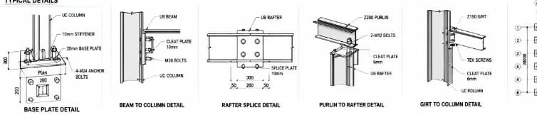 Typical details — base plate to girt