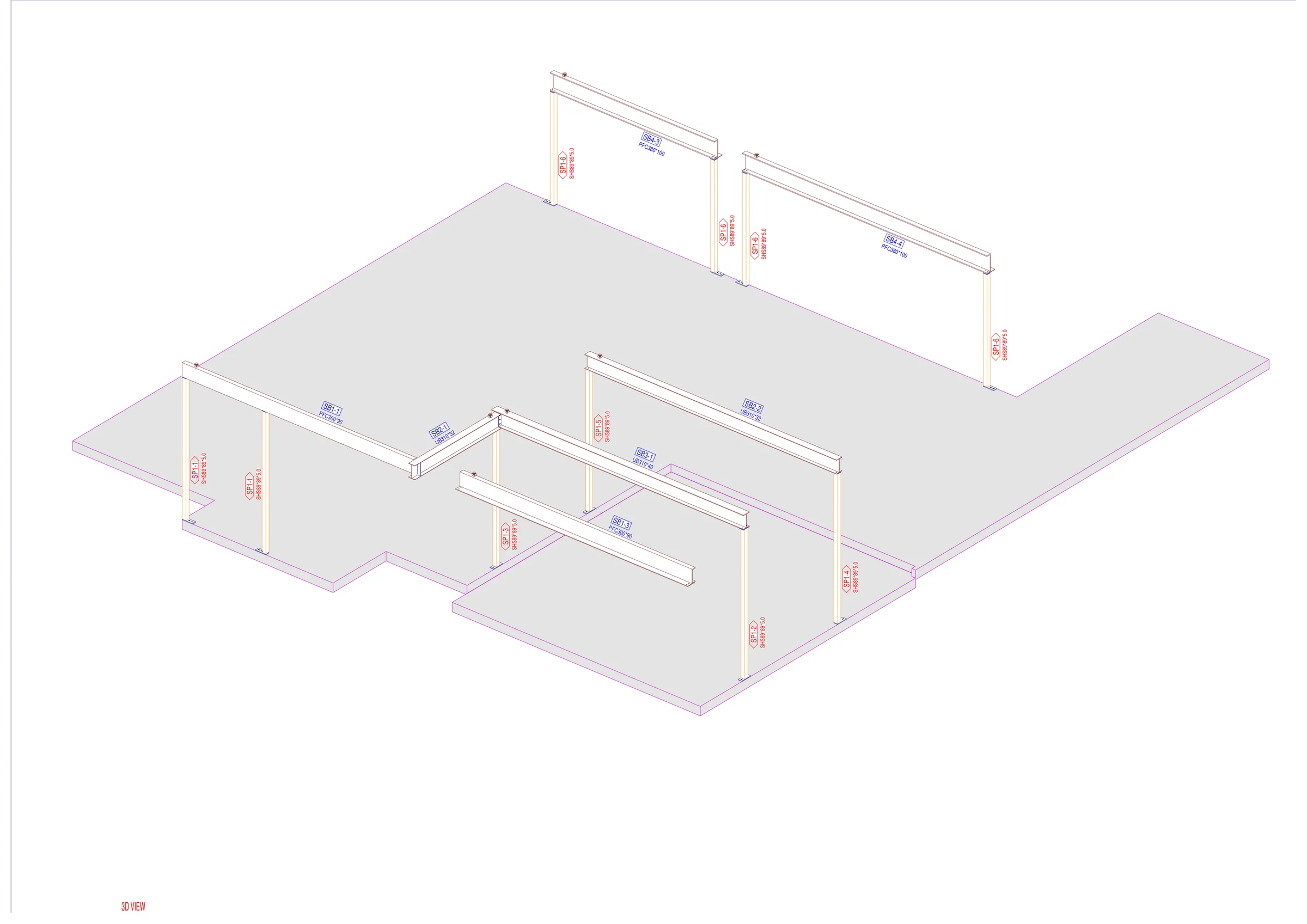 Two-Storey Residential Steel Frame